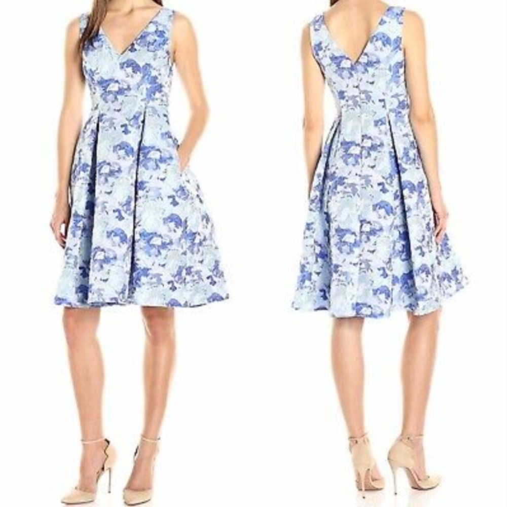 Adrianna Papell V-neck Fit & Flare Cocktail Dress